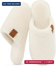 Evshine Women's Fuzzy Slip-on Slippers Comfy Lightweight Indoor House Scuff Slip