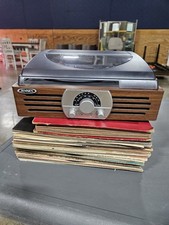 Jensen Model JTA-222 Am/Fm Record Player Built-In Speakers Lot Of 37 Records