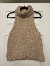 Madewell Beige Solid Knit Sleeveless Turtlene...