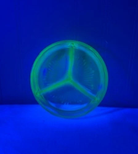 Vintage Green Uranium Glass Candy Dish Depression Era