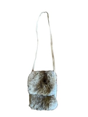 NWT Wilsons Leather Brown Maxima Rabbit Fur Small Flap Crossbody Bag, $120
