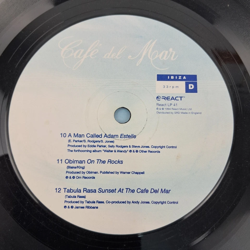Cafe Del Mar Ibiza Vol. 1 Double LP & Ltd Ed 12" Single 1994 UK React LP 41 Foto 4 de 4