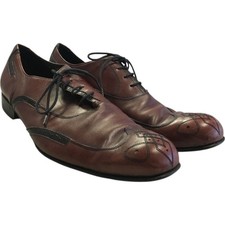 D&G Dolce Gabbana Leather Oxford Shoes Mens 42.5 Brown Wingtip Lace Up