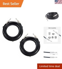 2PCS Professional 50 Feet 12 Gauge 1/4 Inch to 1/4 Inch Male Speaker Cables -...