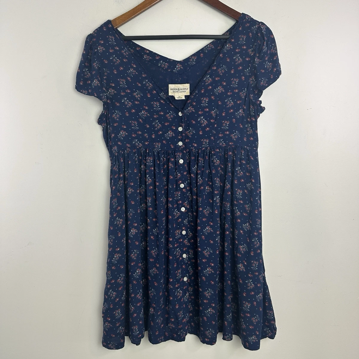 white christmas dresses Floral Denim Button-Front Dress | Belted Ruffle Sleeve Women's Dress –  Trendy Chicks main image 1