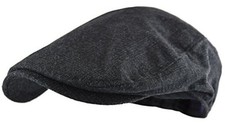 Men's Classic Herringbone Tweed Wool Blend Newsboy Ivy Small-Medium Charcoal