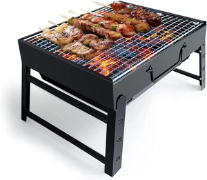 BBQ Barbecue Grill, Portable Folding Charcoal Barbecue Desk Tabletop Outdoor Sta