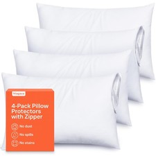 Ultra Soft Pillow Protectors with Zipper Standard Size - Set of 4 Breathable