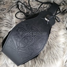 Schwarze Wikinger Tasche Geldbeutel Larp Gewandung Thors Hammer Thor Mittelalter