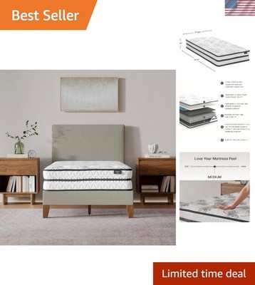 Twin Size Chime 10 Inch Medium Firm Hybrid Mattress with Cooling Gel Memory F...