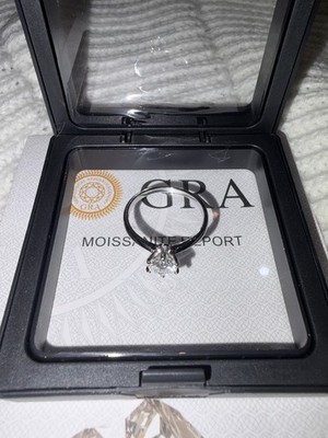 1 Karat Moissanit Verlobungsring D VVS1 925 Silber Größe 8 GRA Box