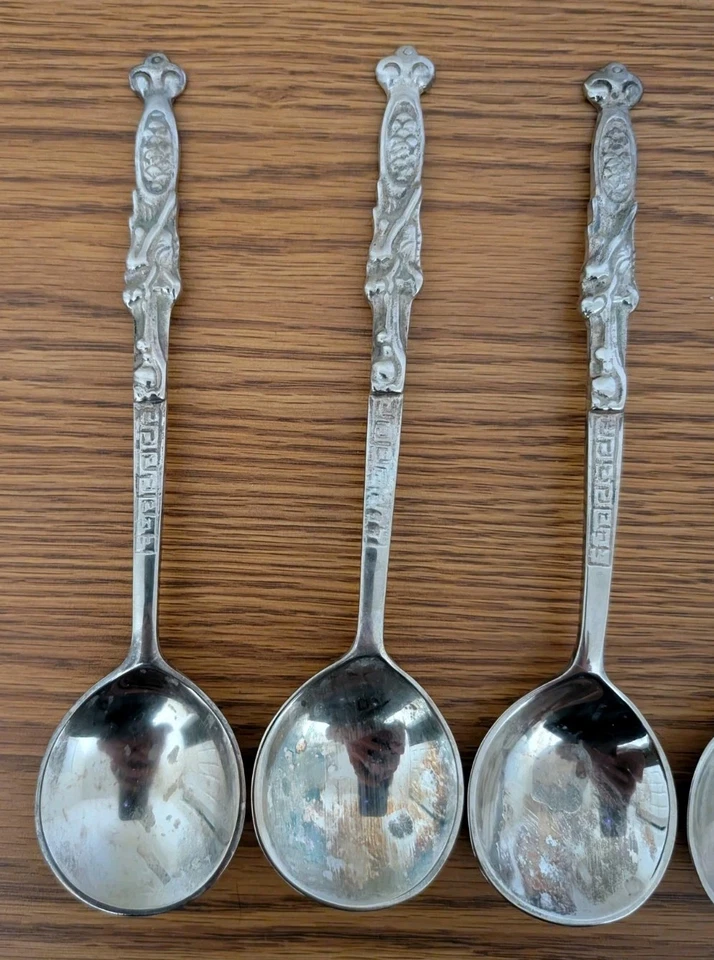 Juego de 6 cucharas de cena vintage estilo sudamericano/mexicano tono plata - Foto 2 de 4