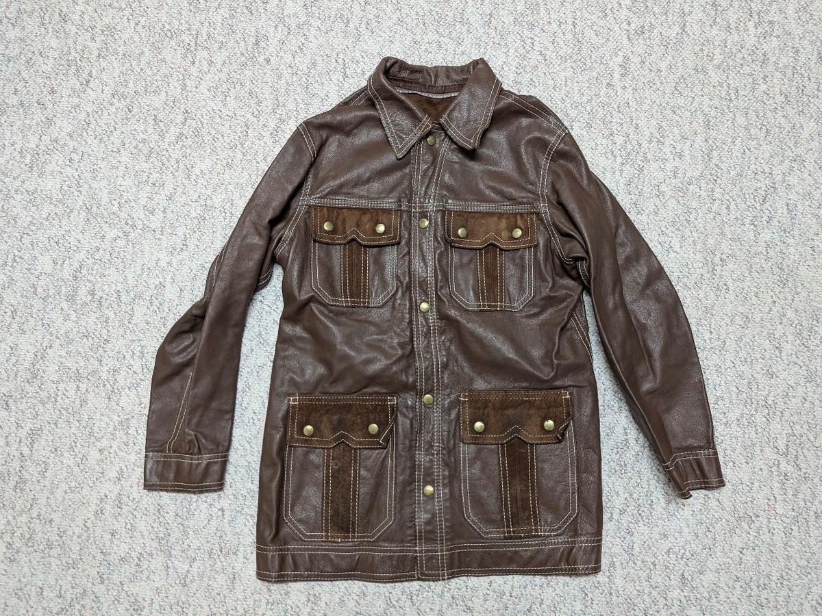 vintage 1960s 70s leather jacket 38 brown SUEDE reversible