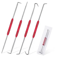 4 Pcs Hook and Pick Set Double Pointed Scribe Car Auto Oil Metal Pick O Ring 