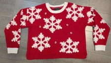 Womens Size Small Snowflakes & Pearls Sweater Holiday Christmas 33 Degrees READ