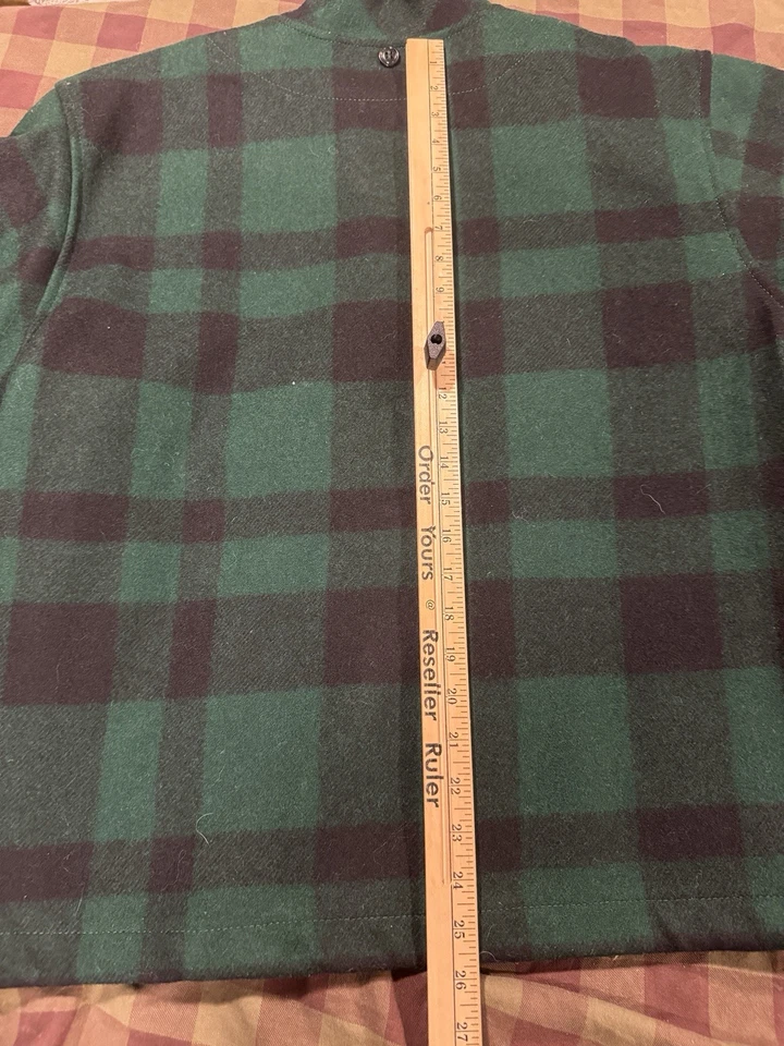 Filson Mackinaw Wool Jacket Liner- Made In USA - L - Green / Black Plaid - Image 4 of 4