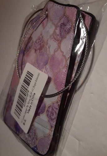 Luggage Tag Leather Pink , Purple And White Colors Bohemian Pattern 2 Tag Pack - Picture 5 of 9