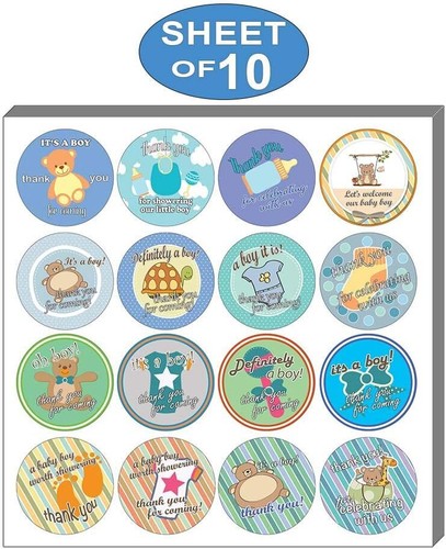 Baby Shower Stickers for Boys (10-Set) - Picture 2 of 8