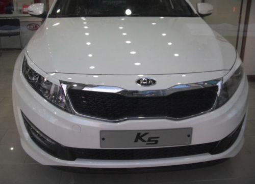 EB Black PAINTED Headlight Point Eyelid Eyebrow 2p For 2011 2013 Kia Optima K5 - Picture 8 of 9