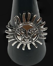 Sterling Silver 925 Sunflower Sun Rays Face Size 7.75 Ring - 5.4g