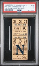 1948 JACKIE ROBINSON HIT/2 STOLEN BASES#38-39 TICKET🎟️8/9/48 DODGERS POP1 PSA 5