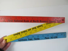 Vtg Wood Tri-Fold Ruler Yardstick Advertising Lighthouse Point Florida & Bank Q2