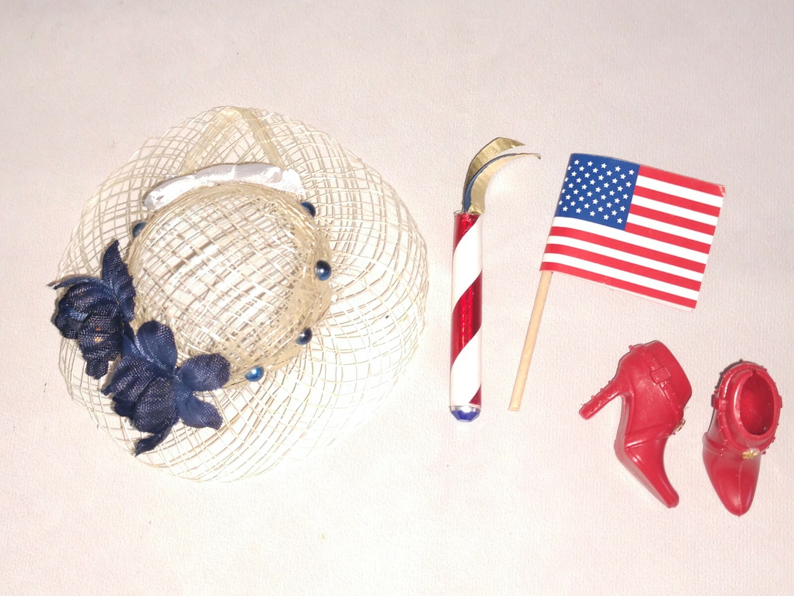 HANDMADE DOLL CLOTHES 4TH OF JULY STRIPE & STARS PRINT JUMPER DRESS CLOTHES 