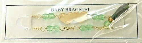 'REDUCED"-New 14K Gold Azabache Birthstone Double Heart Baby Bracelets - Picture 8 of 12
