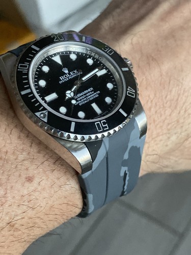 20mm BLACK Vulcanized Rubber Strap For 
