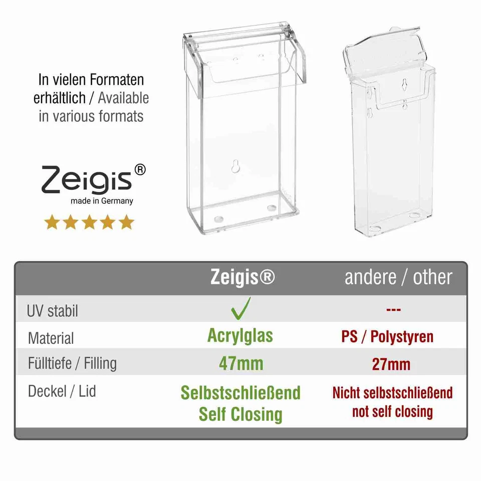 DIN A6 Hoch Prospektbox / Prospekthalter mit Deckel, wetterfest für Aussen - Bild 2 von 4