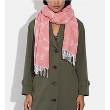 COACH OVERSIZED SCARF CANDY PINK SIGNATURE  MUFFLER NEW! 
