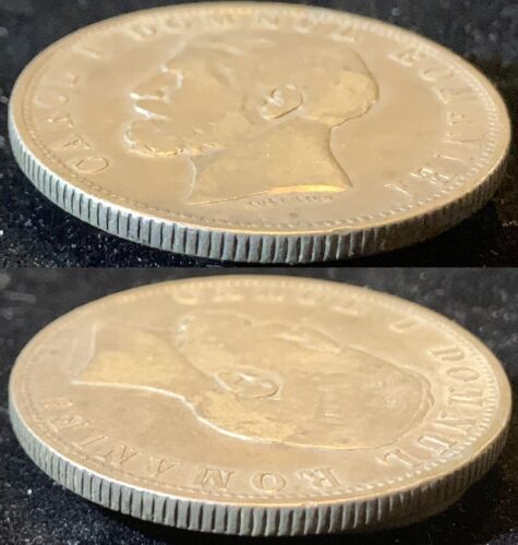 Coin Romania 1881 5 Lei Silver - Carol I First Year Issue - Picture 3 of 4