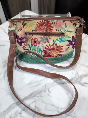 Women Crossbody Long ShoulderHandbag Plum Brand Flowers Boho Cottage Fall Spring