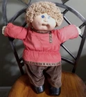 VINTAGE Cabbage Patch Kids Doll 1985 Boy Blue Eyes Light Brown Hair 16 inches