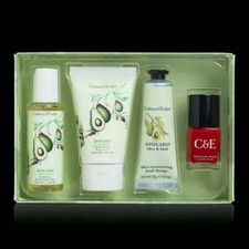 Crabtree Evelyn AVOCADO OLIVE BASIL 4 PC Shower Gel, Lotion, Hand Therapy Nail