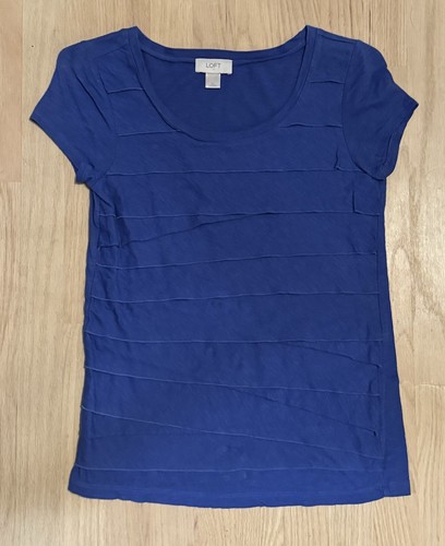 Ann Taylor Loft Blue Tiered Knit Top Women’s XS