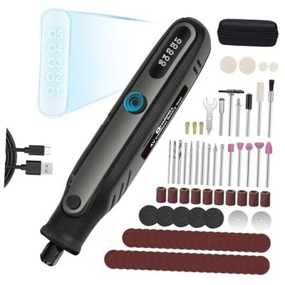  Mini Cordless Rotary Tool 4V, 5-Speed Rotary Tool Kit with 86 Black
