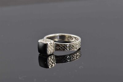 SILPADA 925 STERLINGSILBER RING SCHWARZ GEÄTZT ONYX R0945 Größe 6