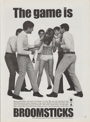 1967 Broomsticks Slacks - Underwear Girl Guys Game Bra Panty - Print Ad Photo