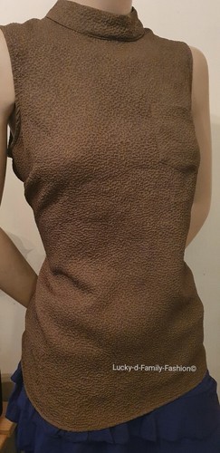 NEXT button back sleeveless khaki top blouse Size 10 sun Smart Casual workwear - Picture 2 of 8
