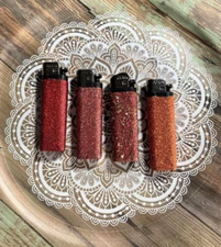 Red Glitter Decorated Disposable Lighter Set of 4