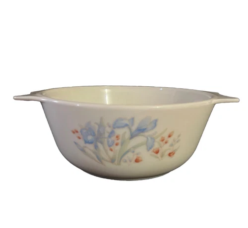 VTG Pyrex Blue Iris Round Casserole Baking Dish 6 x 3" Made in England No Lid