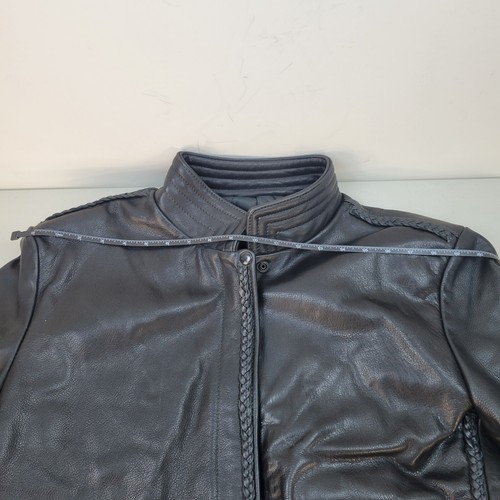 Black Leather Jacket Womens Size M Biker Custom Coat B.I.E. Full Zip Braided - Picture 15 of 22