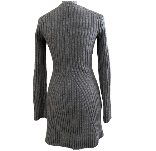 H&M Sweater Dress Ribbed Knit Short Gray Round Neck Long Sleeve Women XS - Picture 3 of 18