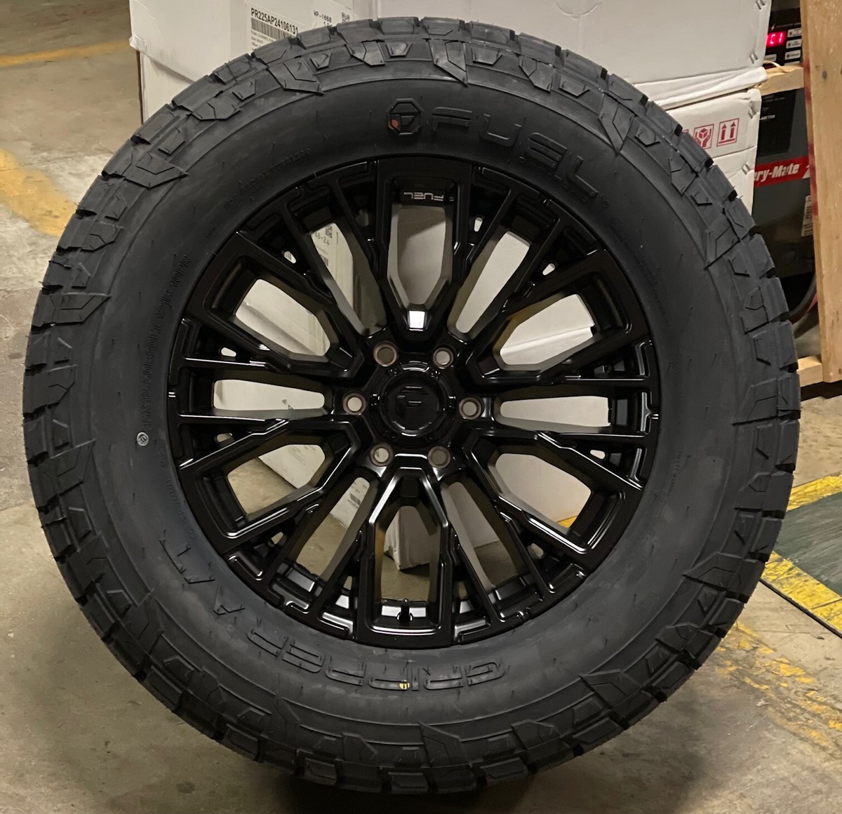 4) 20x10 Fuel D847 Rebar Black Wheels 35