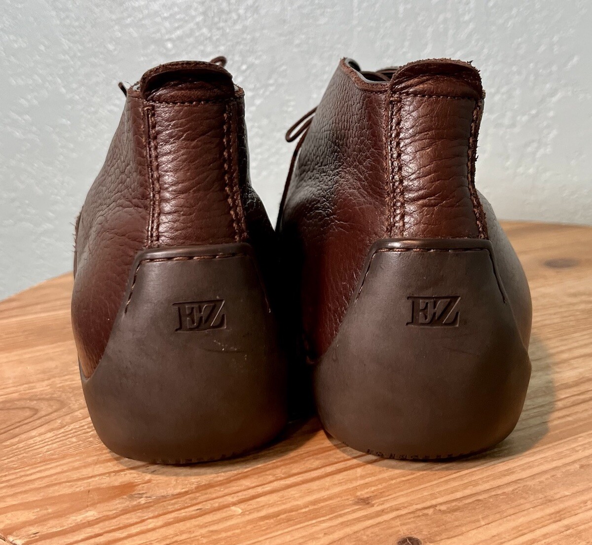 Ermenegildo Zegna Brown Grained Pebbled Leather Chukka Ankle 