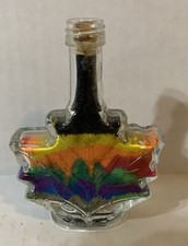 Colored Sand Art Layered In Canadian Leaf Glass Bottle