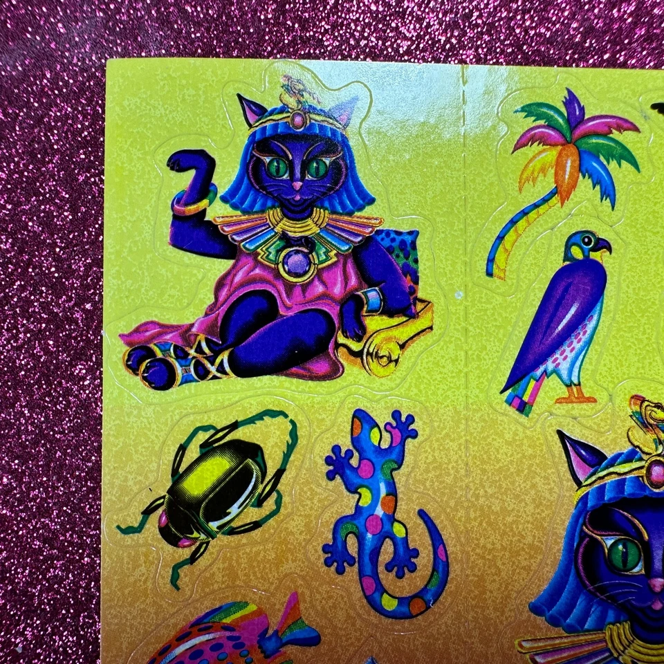 Pegatina Lisa Frank Cleocatra Cleopatra Gatito Gato Pirámide Joyas Escarabajo Egipcio Foto 2 de 4