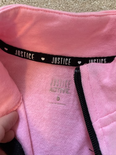 Justice Girls Pink and Black Half Zip Soccer Pullover Size 6 - Picture 5 of 7