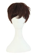 Boy Cut Wig Short Curl (Dark Brown) Men Women Cosplay Anime Flapper Flip